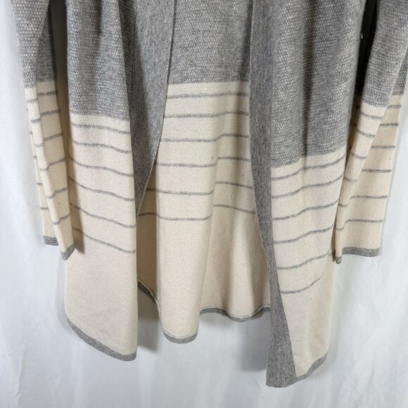 Cashmere Charter Club Cardigan Women's Medium Grey White Open Front Luxury - Picture 3 of 11